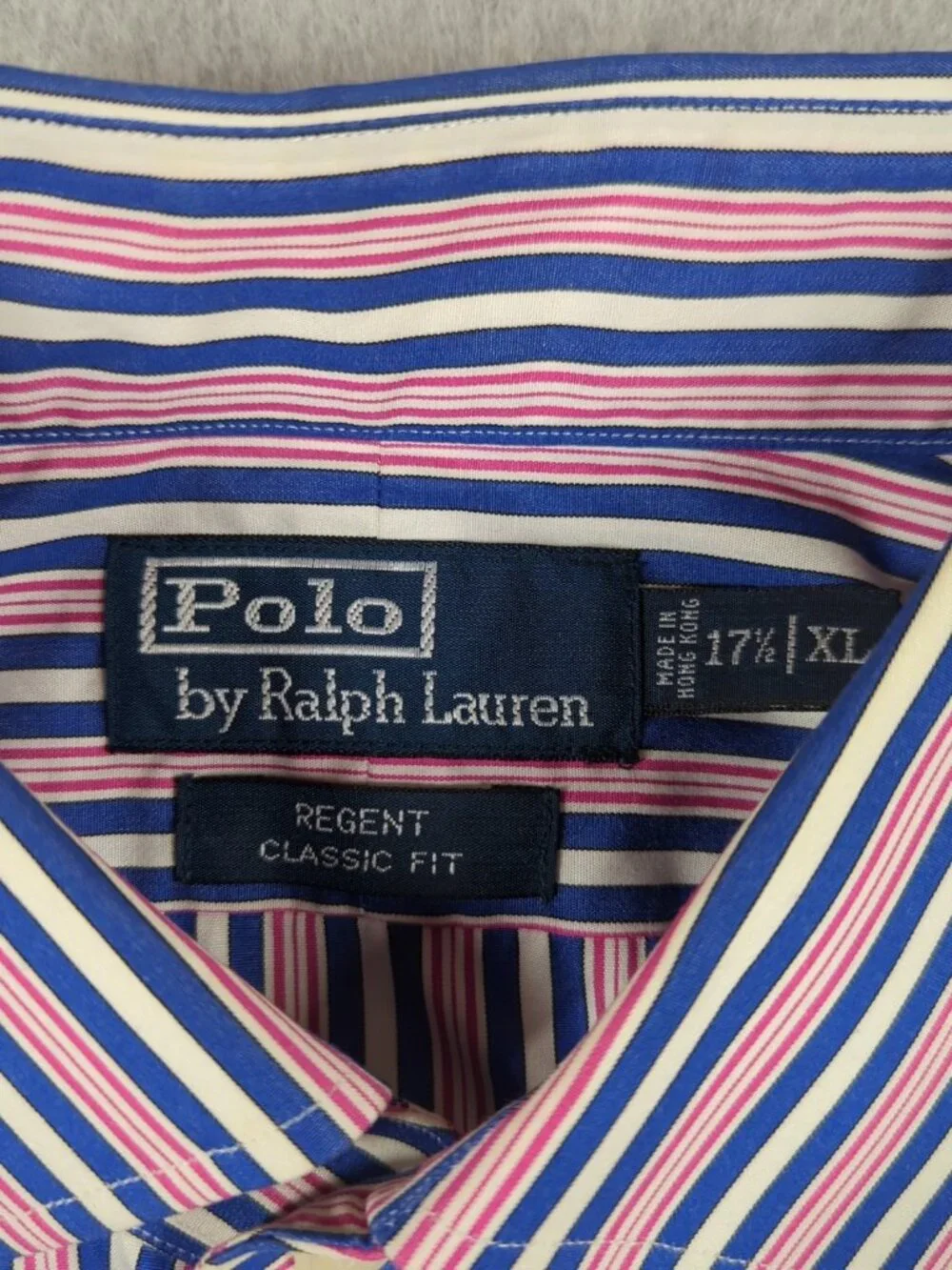 Vintage Polo Ralph Lauren Shirt Men's 17.5 Striped Regent Classic Fit Button Up